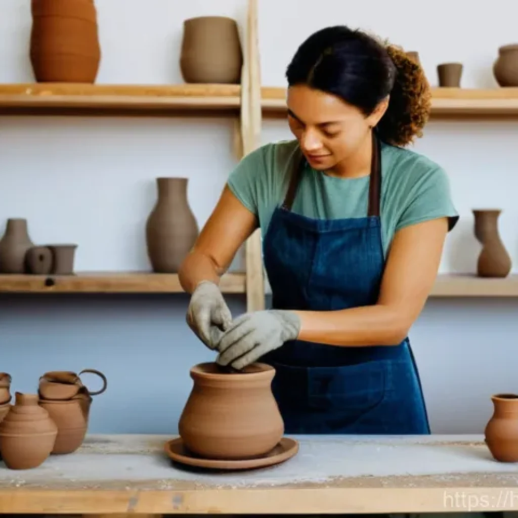 미술세라믹 전문 자격증 종류 - **Prompt:** A highly skilled female ceramic artist, in her early 30s, stands focused at a pottery wh...