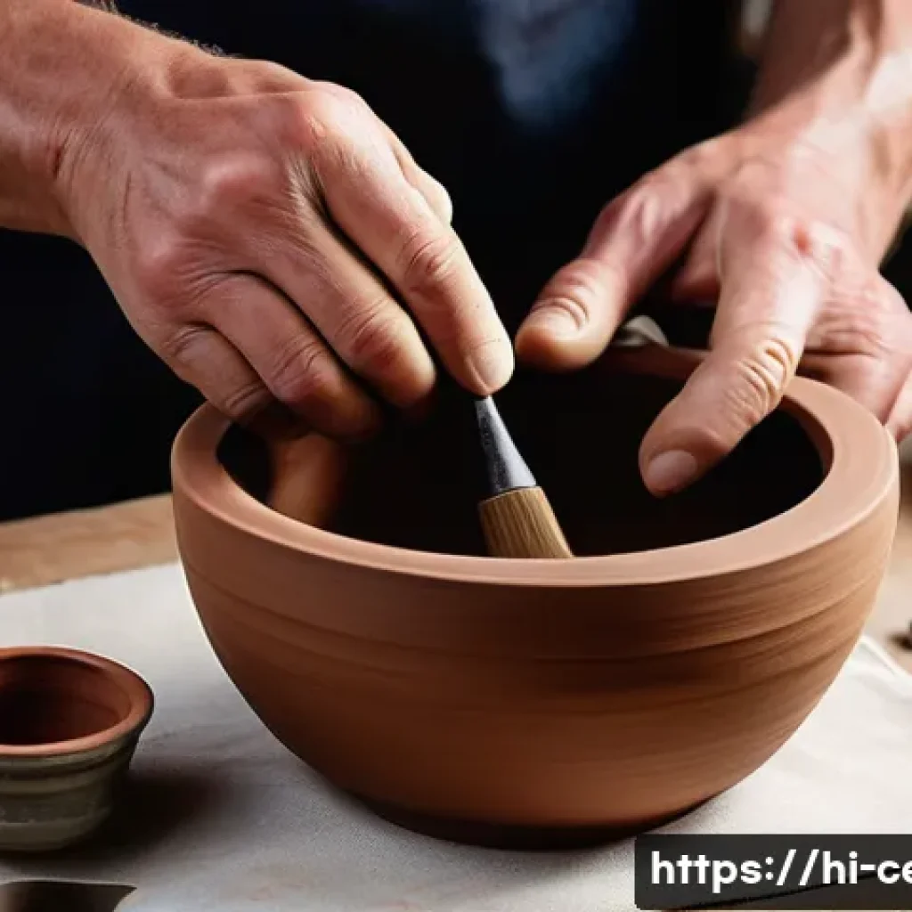 미술세라믹 실무 스킬 향상법 - **Prompt: "A close-up shot of an artisan's clay-covered hands gracefully shaping a symmetrical pot o...