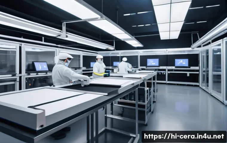 세라믹 산업 현황과 전망 - A modern ceramic manufacturing workshop showcasing advanced 3D printing technology and robotic arms ...
