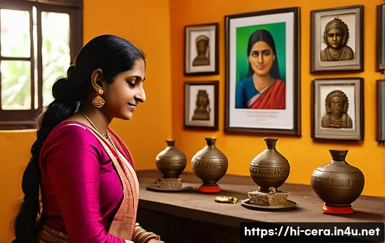 미술세라믹 자격증 비교 분석 - A professional artist&rsquo;s studio scene showcasing a Hindi-speaking Indian woman in her mid-30s practic...