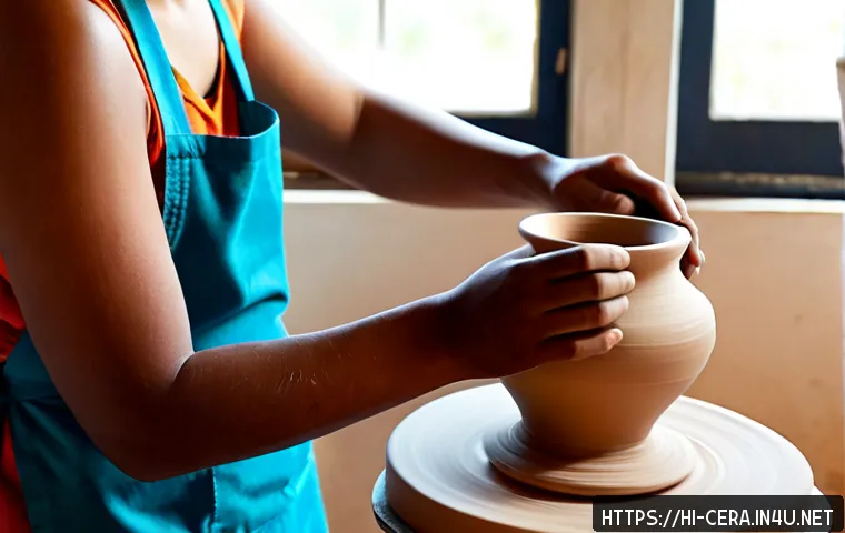 Home 17 미술세라믹 실기 시험 - Photorealistic Indian art student taking a ceramic practical examination in a bright studio, careful...